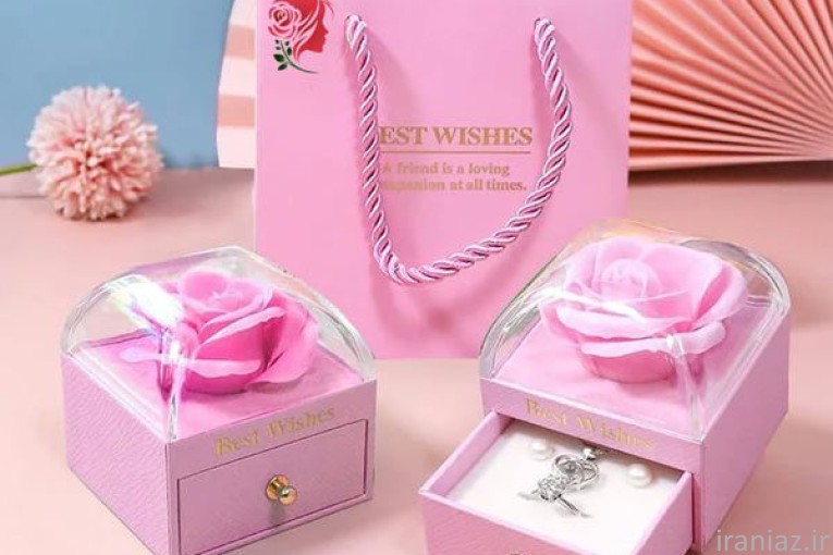 جعبه جواهر گل رز نیم ستی کشودار