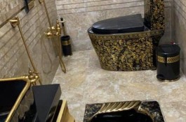 توالت زمینی مشکی طلایی توالت مدل کولپس 