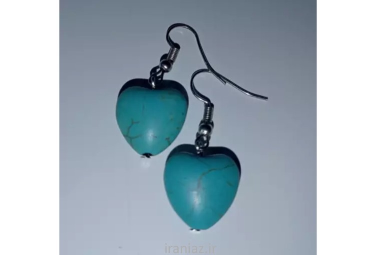گوشواره بدلی با سنگ فیروزه ای