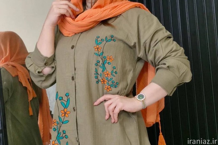 شومیز دبل فیس پفکی گل ریز – کد 6430