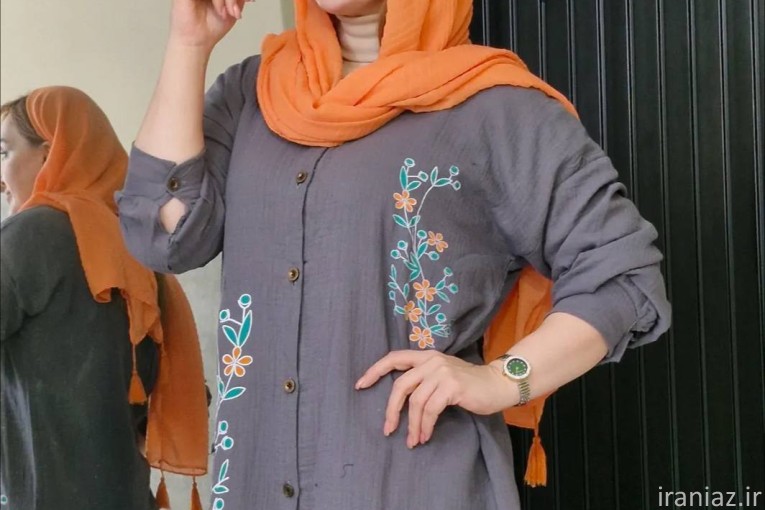 شومیز دبل فیس پفکی گل ریز – کد 6430