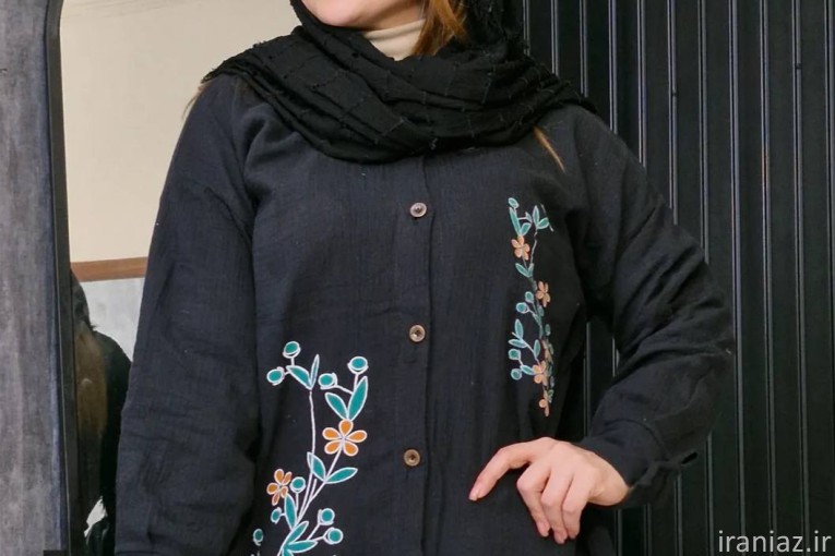 شومیز دبل فیس پفکی گل ریز – کد 6430