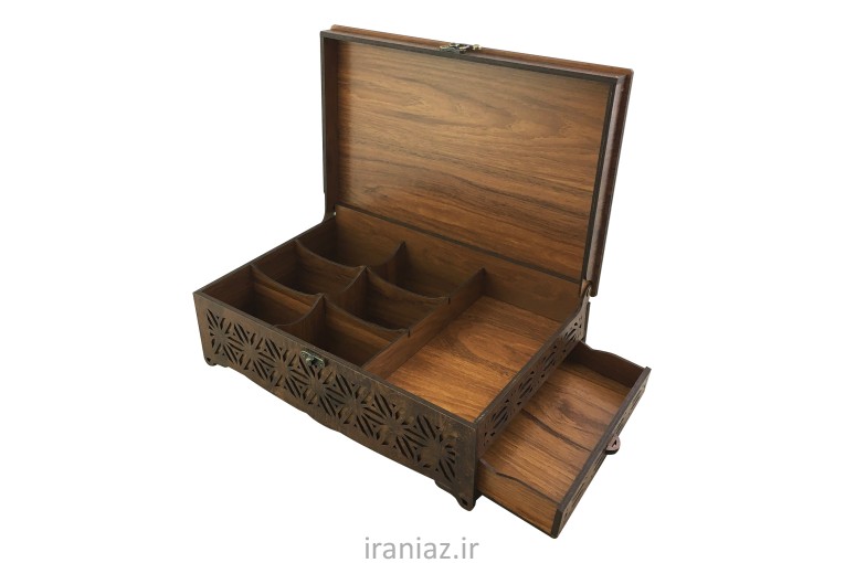 جعبه پذیرایی چوبی آقای جعبه دمنوش شکلات آجیل عطر چرم