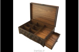 جعبه پذیرایی چوبی آقای جعبه دمنوش شکلات آجیل عطر چرم