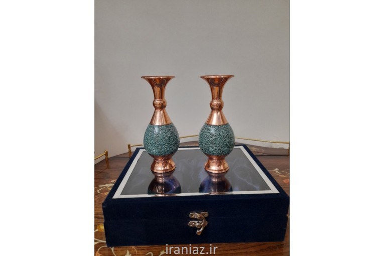 دو عدد گلدان فیروزه کوبی سایز ۱۵