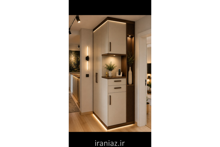 تعمییر کابینت کمد تخت ریل لولا درب چوبی رنگ طبیعی