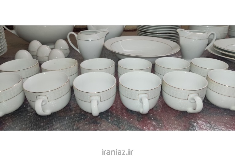  سرویس چینی ۱۲ نفره ۱۰۲ پارچه زرین (طرح سپید صدف) - کاملاً سالم
