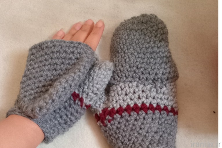 بافتنی  جوراب پشمی کلاه لئونی  کبوتر