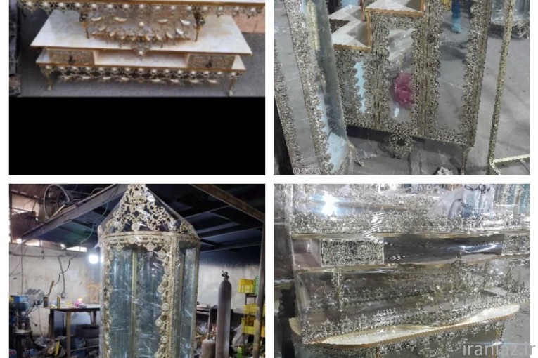 ست ویترین و ساعت برنز جهیزیه