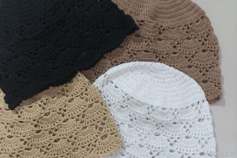 کلاه توری ورومیزی قلاب بافی